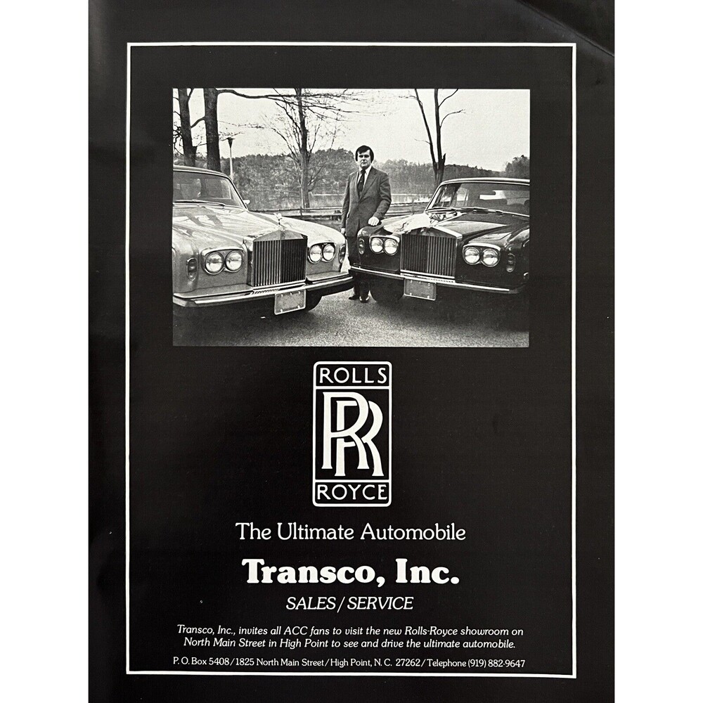 1977 Rolls Royce PRINT AD Sedan Auto VINTAGE High Transco, Inc. High Point, NC
